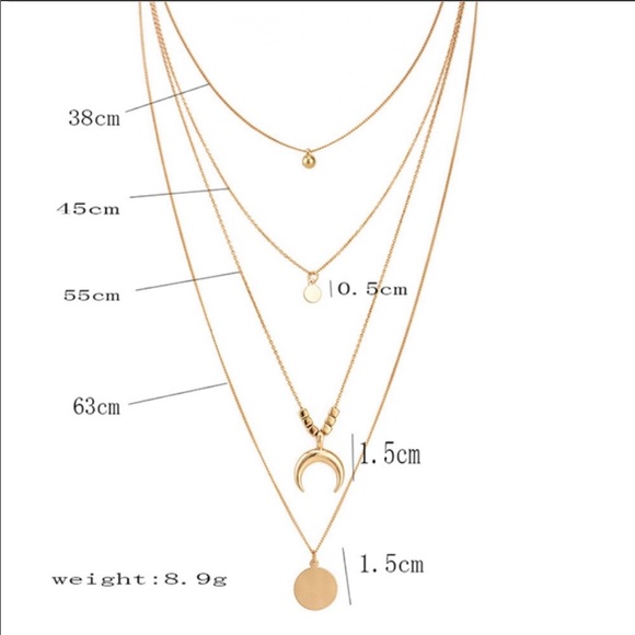 • Marilyn • Layered Crescent + Circle Necklace - Picture 2 of 3